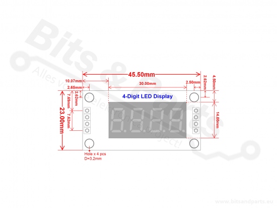 Digit display 4-digit 7-segment red clock TM1637 - 30x14mm